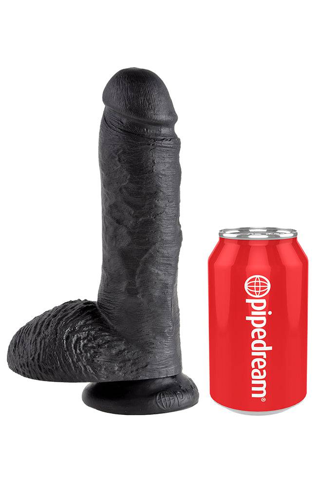 Pipedream - King Cock - Realistic Dildo with Balls - 8 inch - Black - Stag Shop
