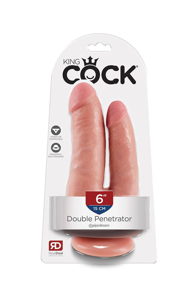 Pipedream - King Cock - Double Penetrator Ultra Realistic Dildo - 6 inch - Beige - Stag Shop