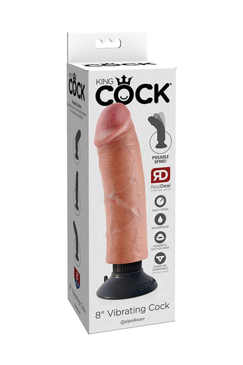 Pipedream - King Cock - Vibrating Realistic Cock - 8 inch - Beige - Stag Shop
