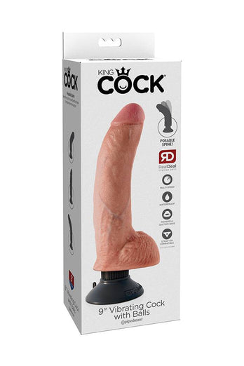 Pipedream - King Cock - Vibrating Realistic Cock with Balls - 9 inch - Beige - Stag Shop