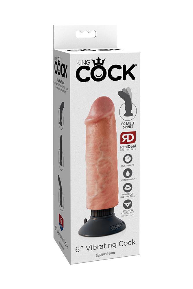Pipedream - King Cock - Vibrating Realistic Cock - 6 inch - Beige - Stag Shop