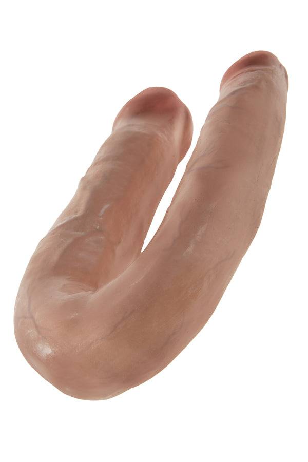 Pipedream - King Cock - Double Trouble Curved Ultra Realistic Double Ended Dildo - Large - TAN - Stag Shop
