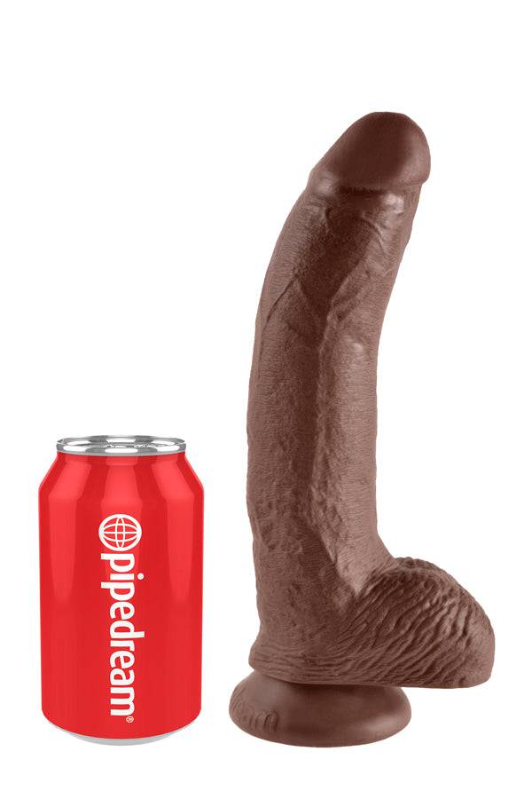 Pipedream - King Cock - Realistic Dildo with Balls - 9 inch - Brown - Stag Shop