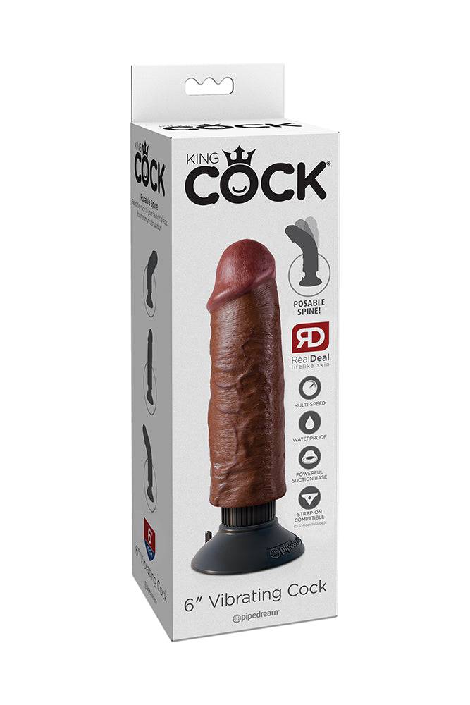 Pipedream - King Cock - Vibrating Realistic Cock - 6 inch - Brown - Stag Shop