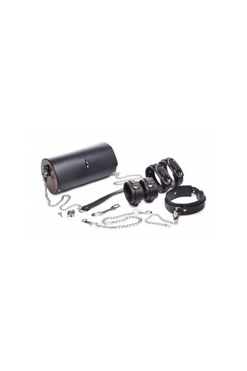 XR Brands - Master Series - Kinky Clutch Bondage Set with Carrying Case - Black - Stag Shop
