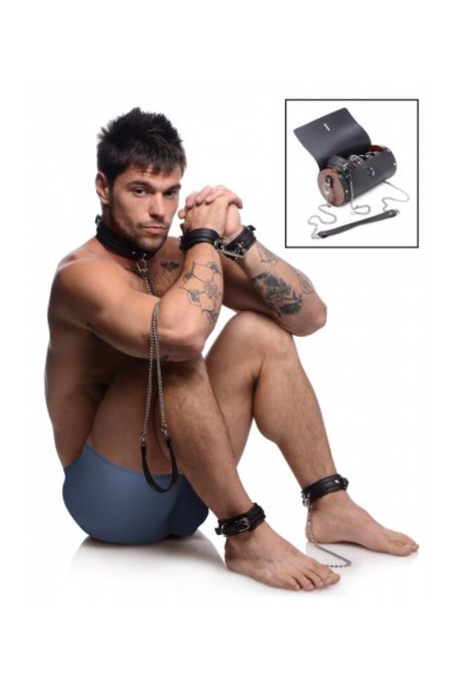 XR Brands - Master Series - Kinky Clutch Bondage Set with Carrying Case - Black - Stag Shop