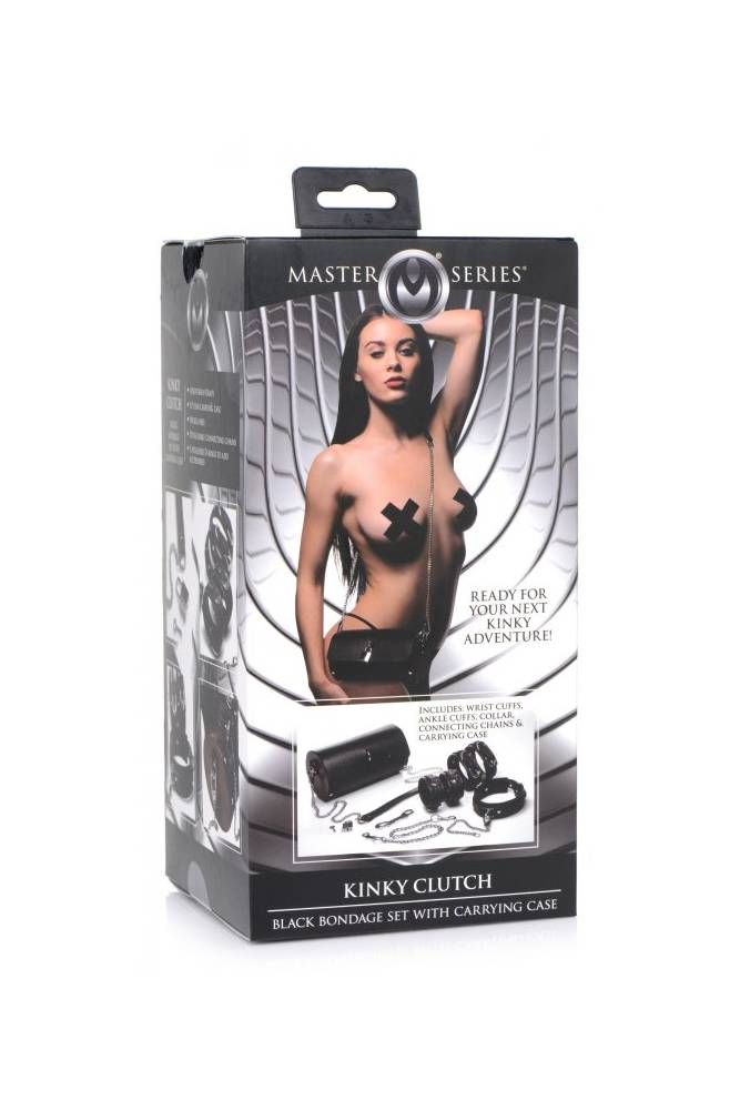 XR Brands - Master Series - Kinky Clutch Bondage Set with Carrying Case - Black - Stag Shop