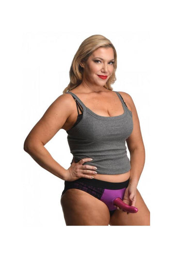 XR Brands - Strap U - Lace Envy Crotchless Panty Harness - Purple - Stag Shop