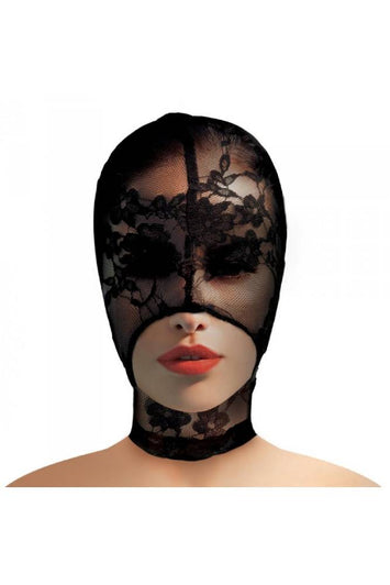 XR Brands - Master Series - Lace Seduction Bondage Hood - Black - Stag Shop