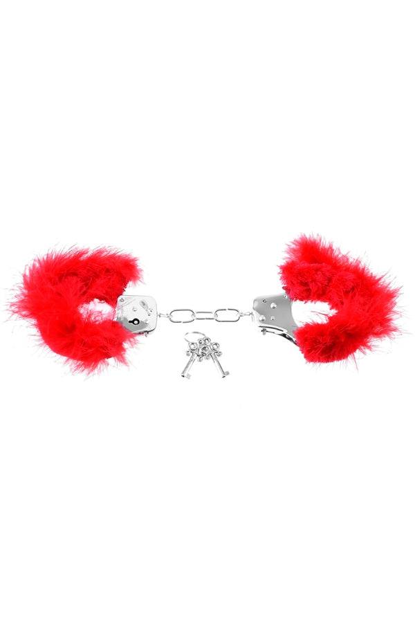 Pipedream - Fetish Fantasy - Feather Love Cuffs - Red - Stag Shop