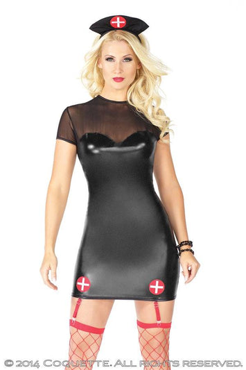 Coquette - M6186 - Naughty Nurse Costume - Black/Red - Stag Shop