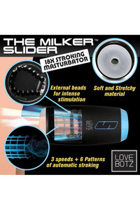 Thumbnail for XR Brands - Lovebotz - The Milker Slider 18X Stroking Masturbator - Black - Stag Shop
