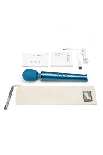 Le Wand - Petite Rechargeable Vibrating Massage Wand - Blue - Stag Shop