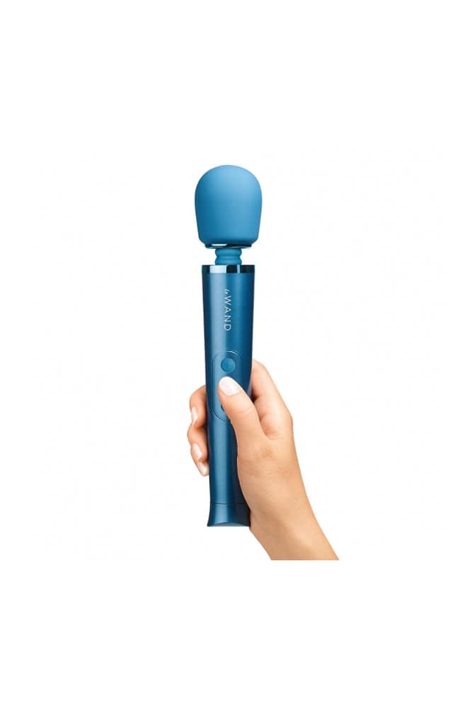 Le Wand - Petite Rechargeable Vibrating Massage Wand - Blue - Stag Shop