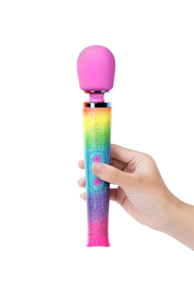 Le Wand - Petite Rechargeable Vibrating Massage Wand - Rainbow Ombre - Stag Shop