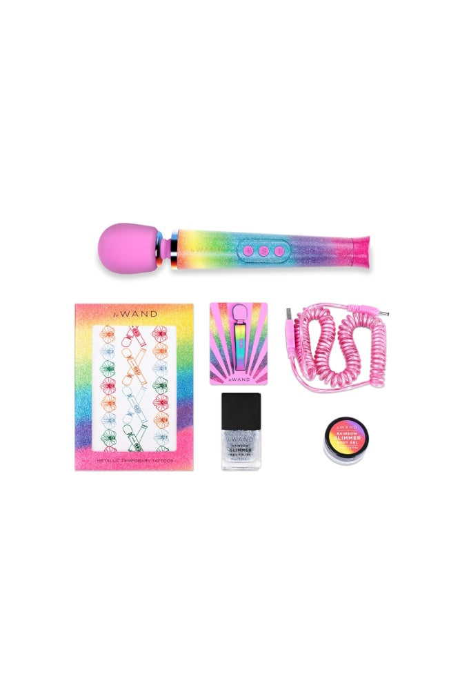 Le Wand - Petite Rechargeable Vibrating Massage Wand - Rainbow Ombre - Stag Shop