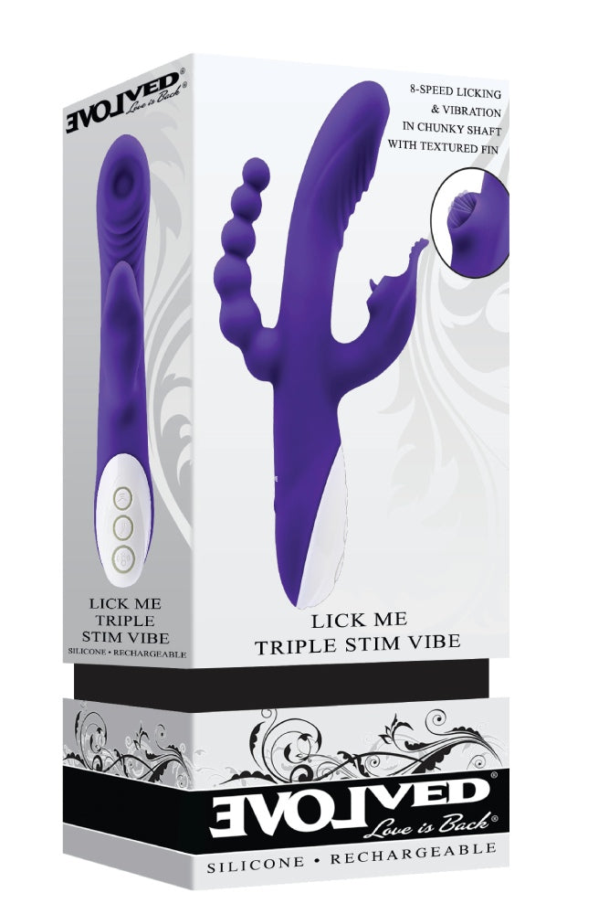 Evolved - Lick Me Triple Stim Vibrator - Purple - Stag Shop