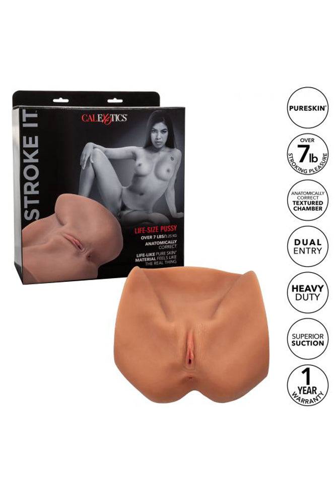 Cal Exotics - Stroke It - Life-Size Pussy Stroker - Brown - Stag Shop