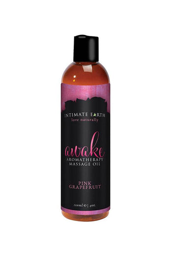 Intimate Earth - Aromatherapy Massage Oil - Awake - Black Pepper & Pink Grapefruit - 4oz - Stag Shop