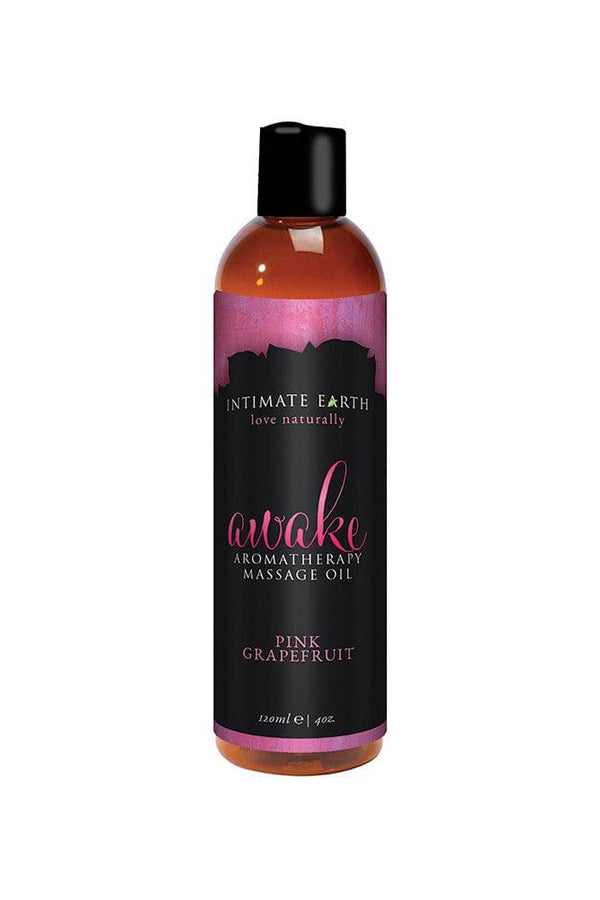 Intimate Earth - Aromatherapy Massage Oil - Awake - Black Pepper & Pink Grapefruit - 4oz - Stag Shop