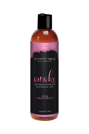 Intimate Earth - Aromatherapy Massage Oil - Awake - Black Pepper & Pink Grapefruit - 8oz - Stag Shop