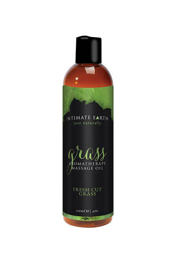 Intimate Earth - Aromatherapy Massage Oil - Grass - Fresh Cut Grass - 4oz - Stag Shop