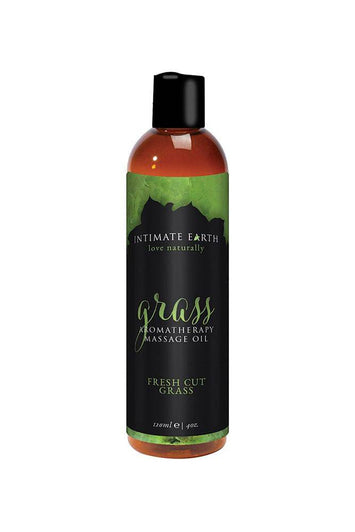 Intimate Earth - Aromatherapy Massage Oil - Grass - Fresh Cut Grass - 4oz - Stag Shop
