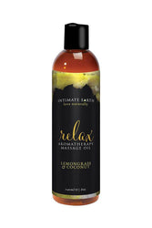 Intimate Earth - Aromatherapy Massage Oil - Relax - Lemongrass & Coconut - 8oz - Stag Shop
