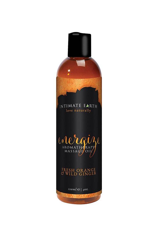 Intimate Earth - Aromatherapy Massage Oil - Energizer - Fresh Orange & Wild Ginger - 4oz - Stag Shop