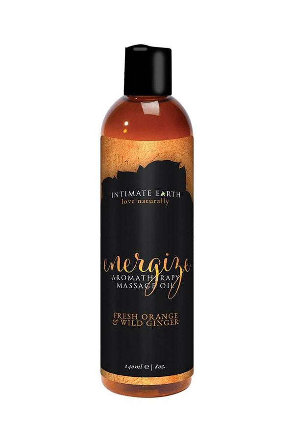 Intimate Earth - Aromatherapy Massage Oil - Energizer - Fresh Orange & Wild Ginger - 8oz - Stag Shop
