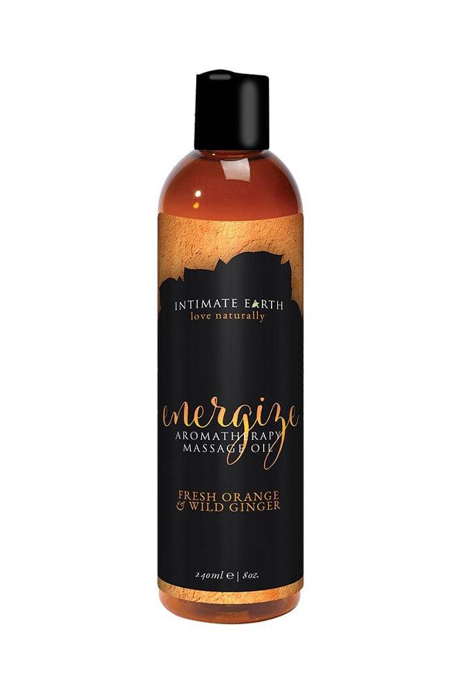 Intimate Earth - Aromatherapy Massage Oil - Energizer - Fresh Orange & Wild Ginger - 8oz - Stag Shop