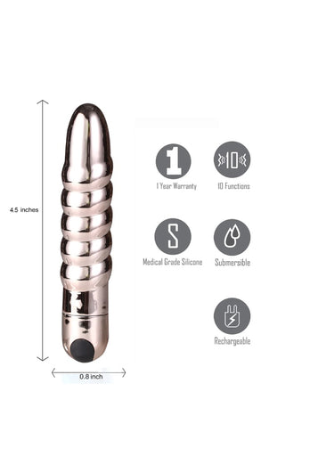 Maia Toys - Lola Rechargeable Ribbed Vibrator - Rose Gold - Stag Shop