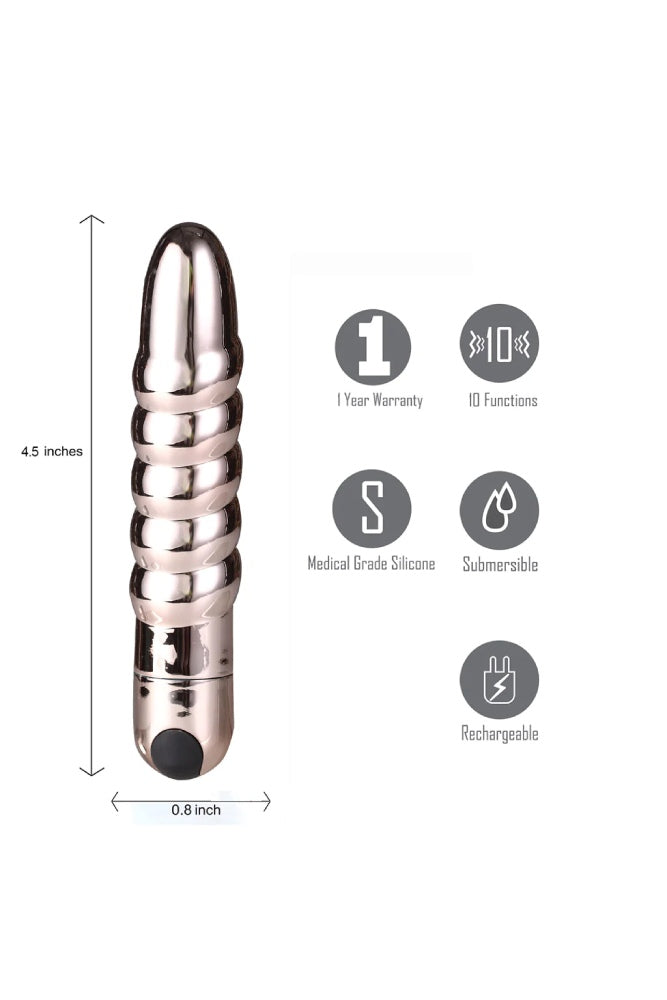 Maia Toys - Lola Rechargeable Ribbed Vibrator - Rose Gold - Stag Shop