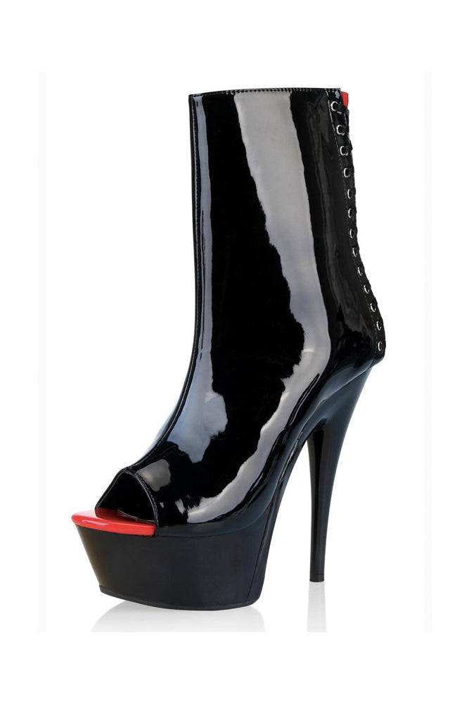 Lapdance Shoes - LS-106 - Platform Boot with Corset Detail - Black - Stag Shop
