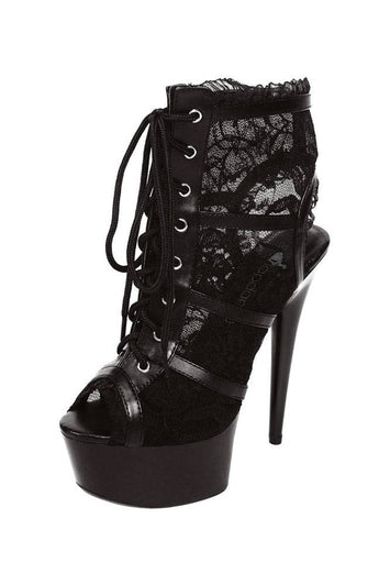 Lapdance Shoes - LS-101 - Lace Bootie Heels - Black - Stag Shop