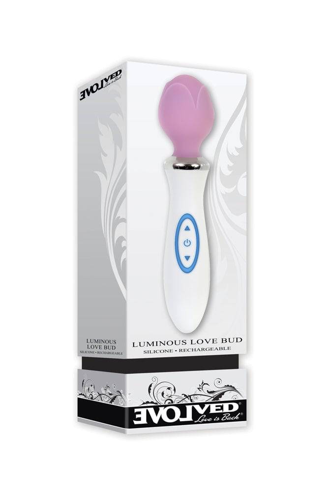 Evolved - Luminous Love Bud Massage Wand - White/Pink - Stag Shop