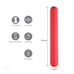 Maia Toys - Abbie Rechargeable X-Long Super Charged Bullet - Red - Stag Shop
