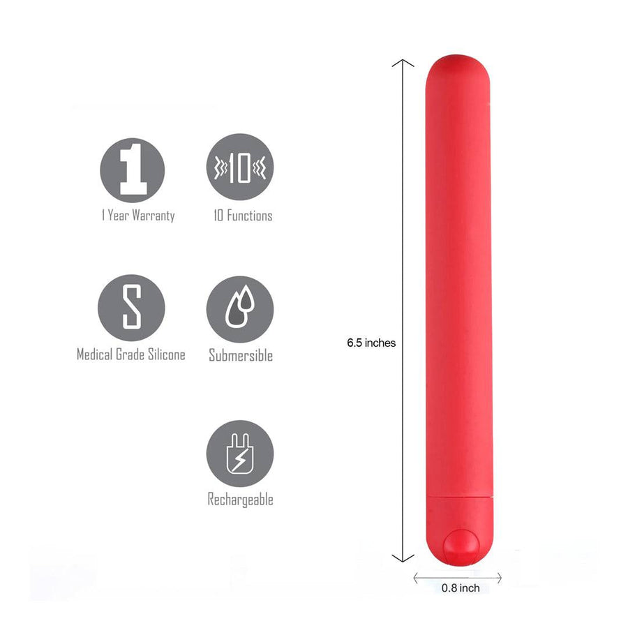 Maia Toys - Abbie Rechargeable X-Long Super Charged Bullet - Red - Stag Shop