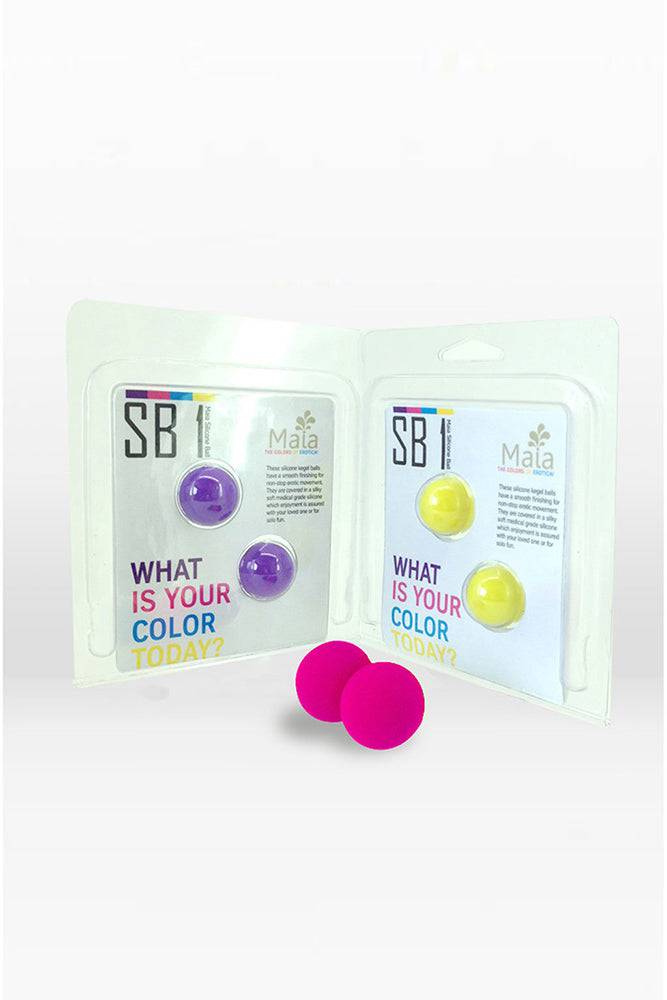 Maia Toys - Carrie Silicone Covered Metallic Kegel Balls - Neon Pink - Stag Shop