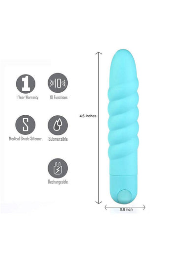 Maia Toys - Lola Rechargeable Ribbed Vibrator - Teal - Stag Shop