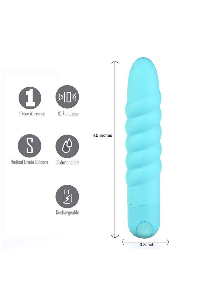 Maia Toys - Lola Rechargeable Ribbed Vibrator - Teal - Stag Shop