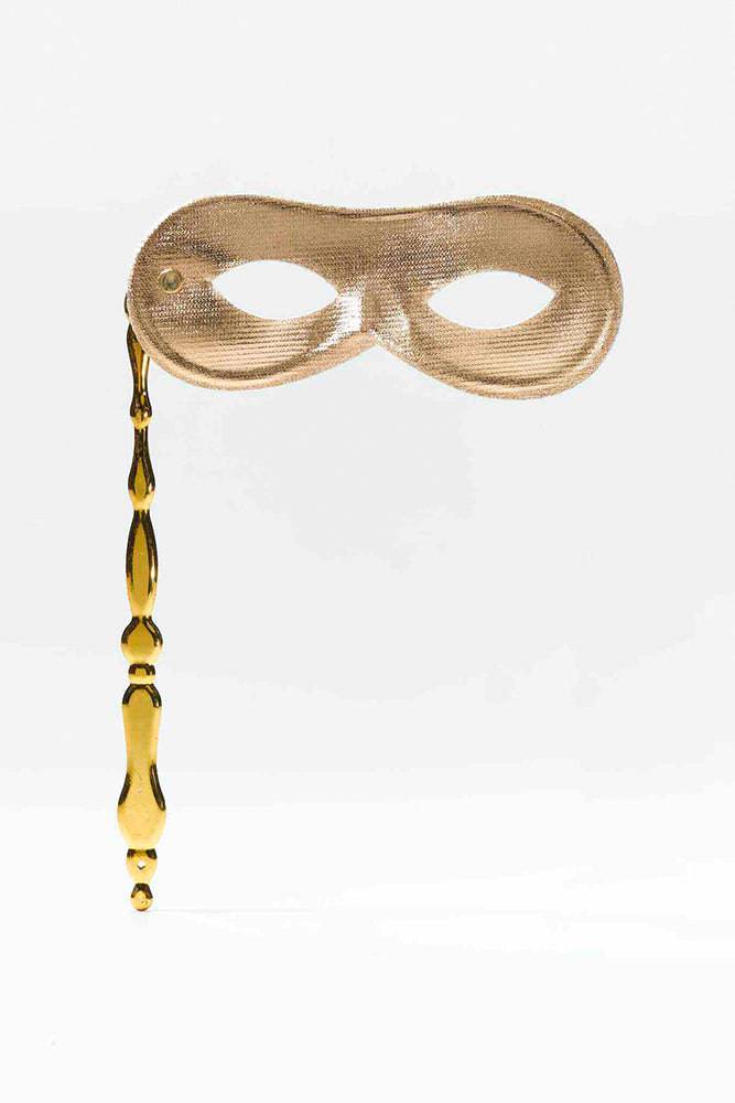 Forum Novelties - Masquerade Mask on a Stick - Gold - Stag Shop