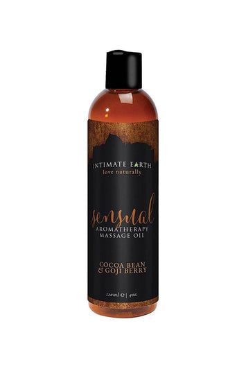 Intimate Earth - Aromatherapy Massage Oil - Sensual - Cocoa Bean & Goji Berry - 4oz - Stag Shop