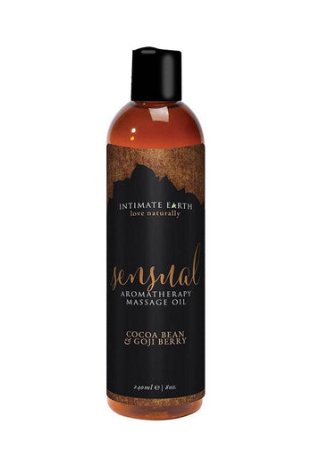 Intimate Earth - Aromatherapy Massage Oil - Sensual - Cocoa Bean & Goji Berry - 8oz - Stag Shop