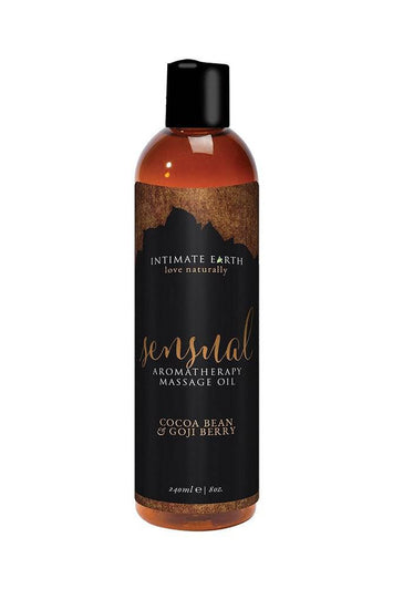 Intimate Earth - Aromatherapy Massage Oil - Sensual - Cocoa Bean & Goji Berry - 8oz - Stag Shop