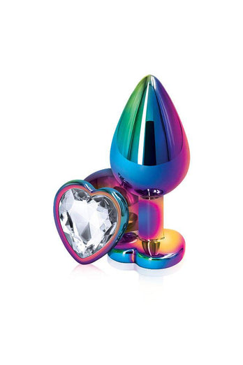 NS Novelties - Rear Assets - Aluminum Heart Butt Plug - Multicolour/Clear - 3.25 Inch - Stag Shop