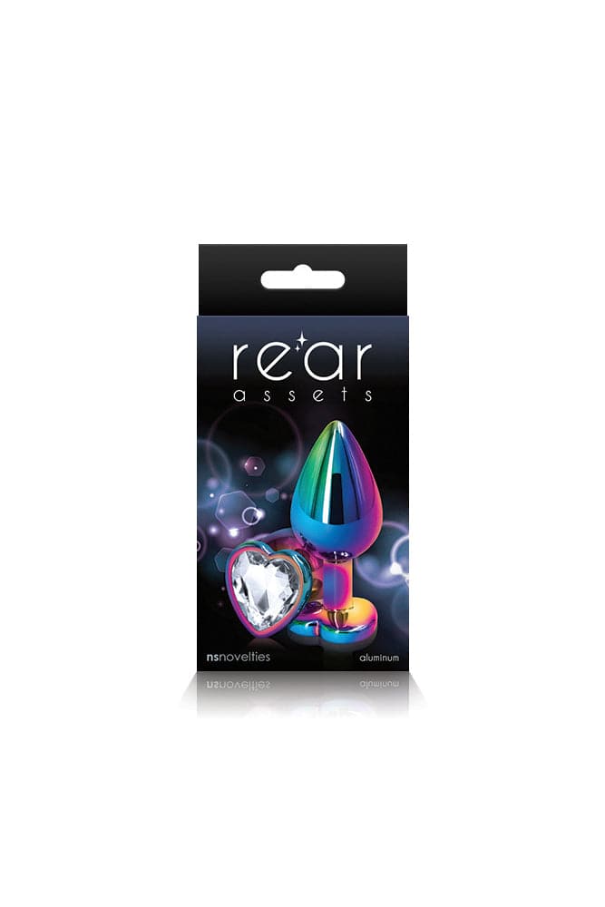 NS Novelties - Rear Assets - Aluminum Heart Butt Plug - Multicolour/Clear - 3.25 Inch - Stag Shop