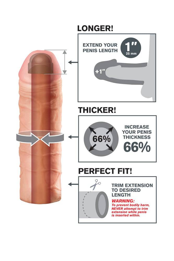 Pipedream - Fantasy X-tensions - Mega 1Inch Penis Extension - Beige - Stag Shop