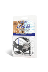 Electric Eel - Blue Line - Metal Cock Ring With Locking Ball Strap - Black - Stag Shop