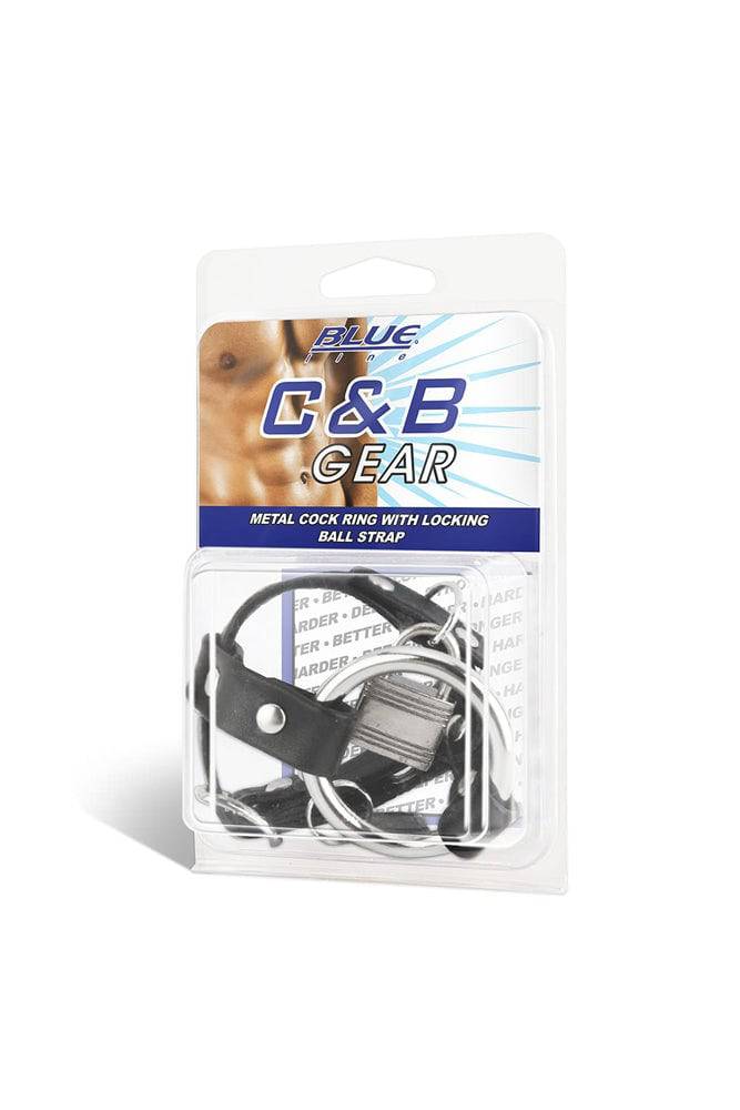 Electric Eel - Blue Line - Metal Cock Ring With Locking Ball Strap - Black - Stag Shop